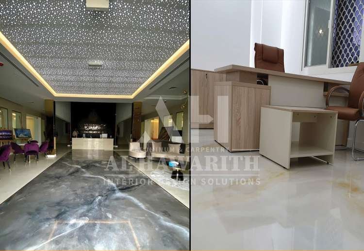 Metallic marble effect flooring, Fujairah Academy of Fine Arts